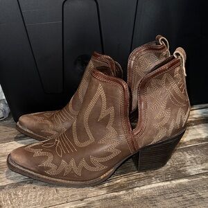 Brown Western Ankle Boots
